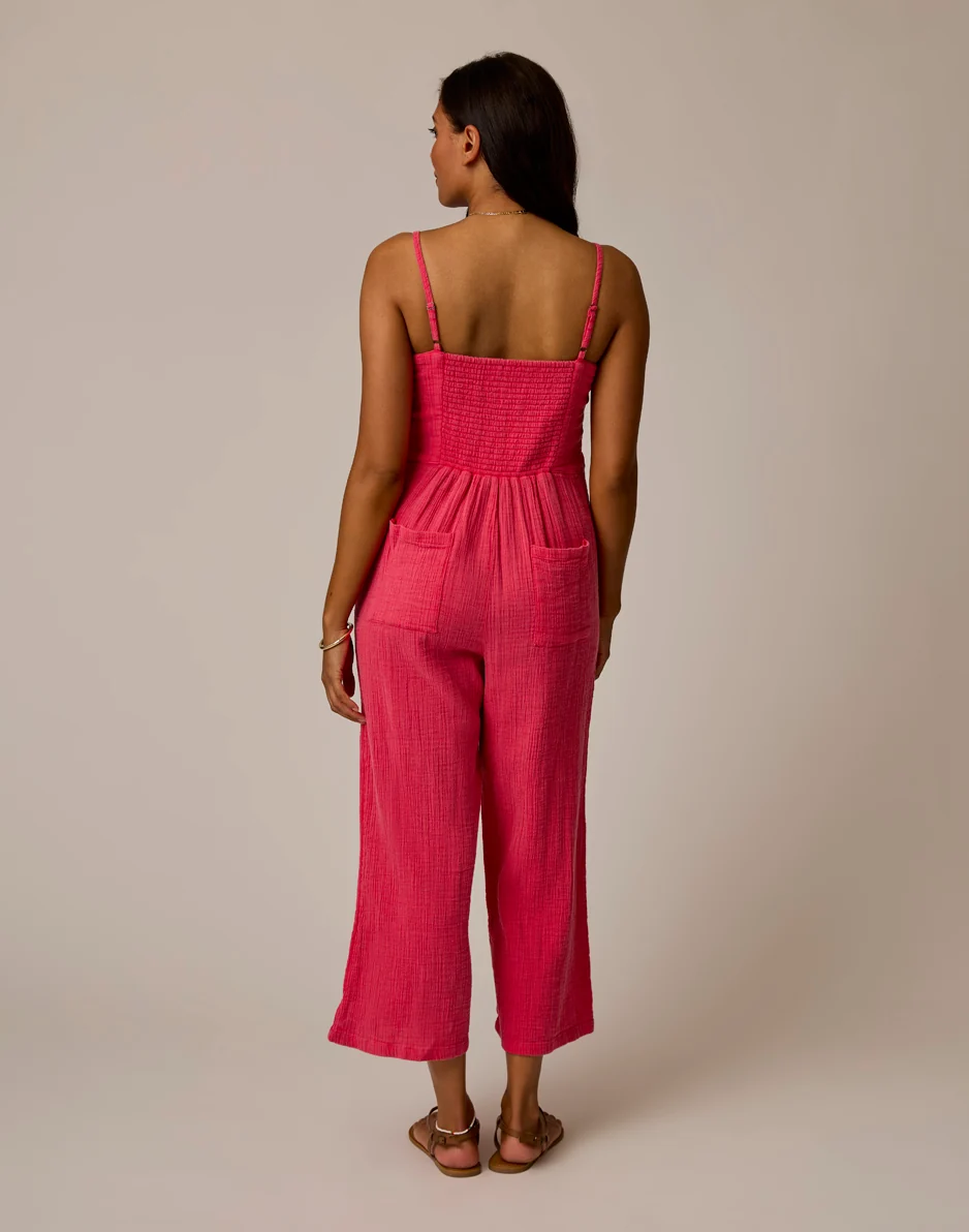 Knox Gauze Jumpsuit: Watermelon - Image 4