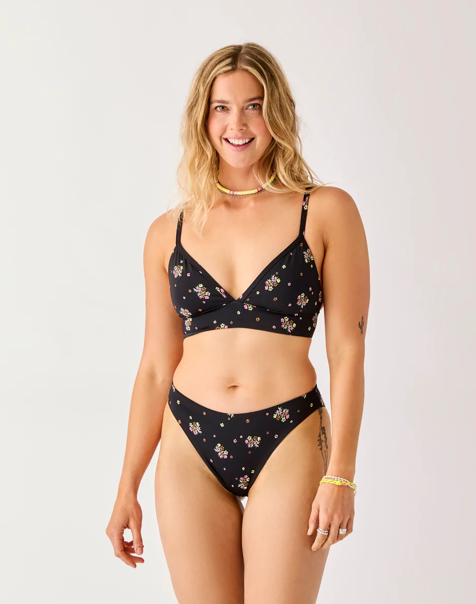Landry Reversible Bottom: Black Floret/Black - FINAL SALE