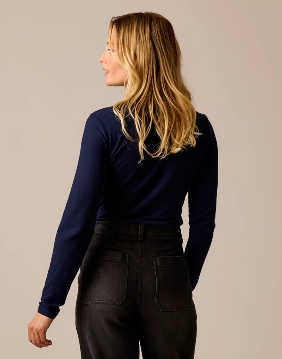 Lea Tissue Turtleneck: Navy - Image 2
