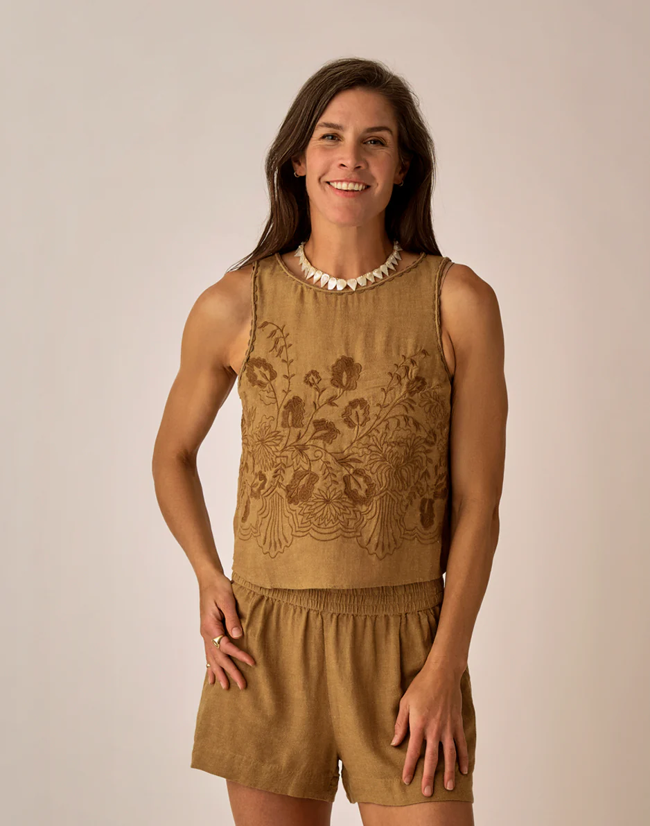 Lou Linen Tank: Golden Chambray - Image 2