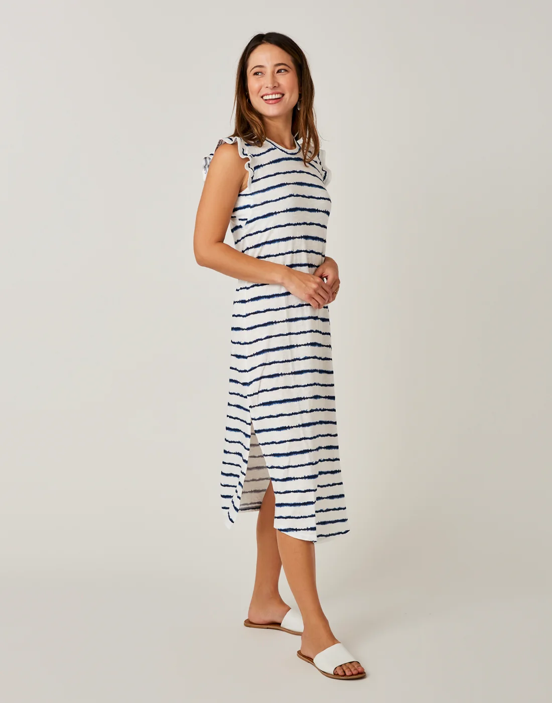 Maeve Dress: Navy Tie Dye Stripe - FINAL SALE - Image 2