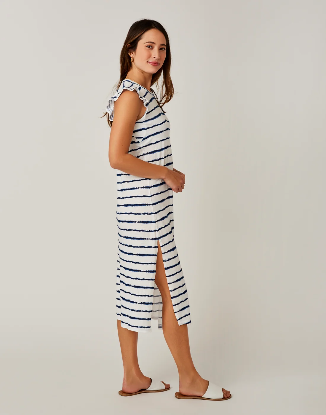 Maeve Dress: Navy Tie Dye Stripe - FINAL SALE - Image 4