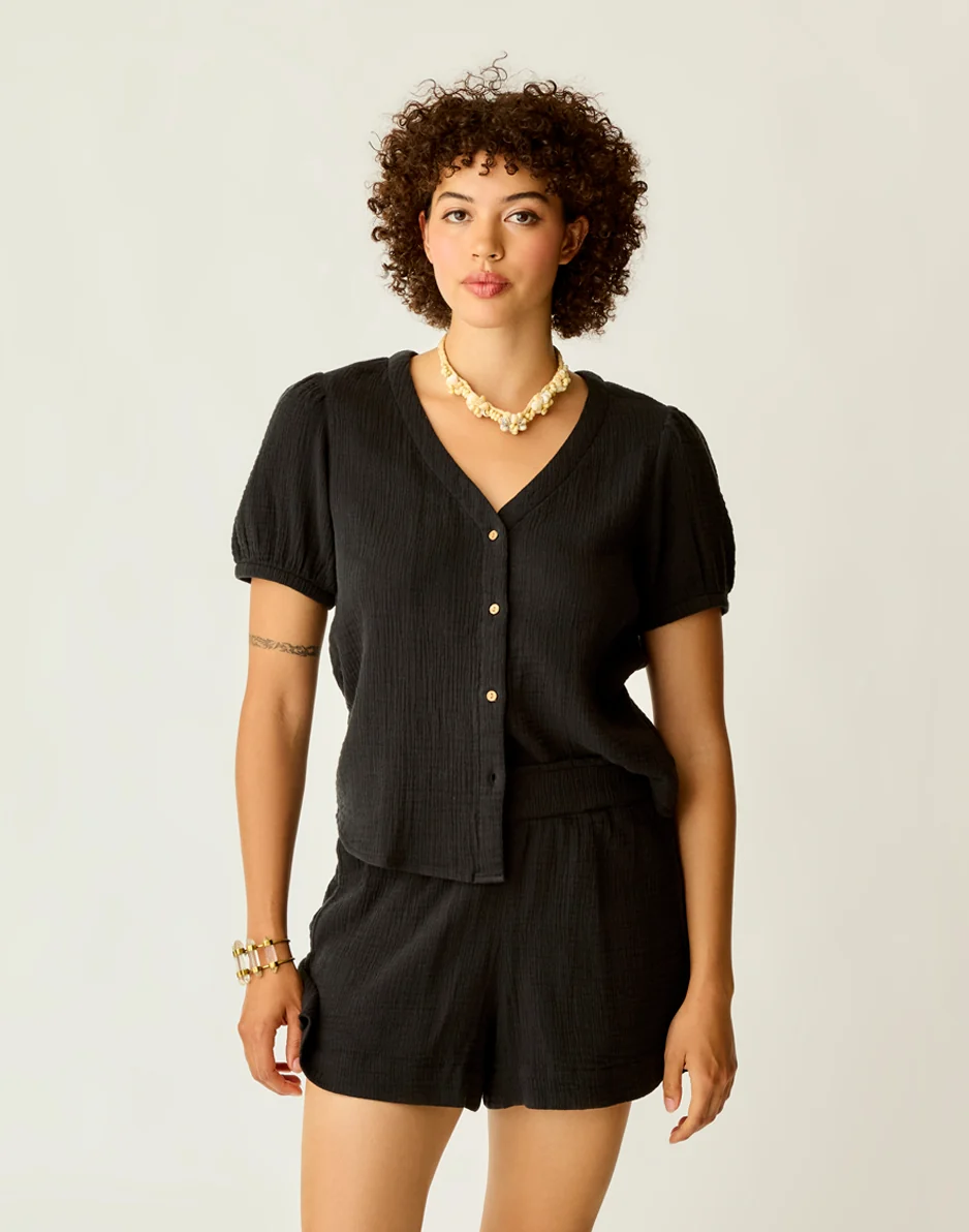 Milo Gauze Top: Black - Image 6