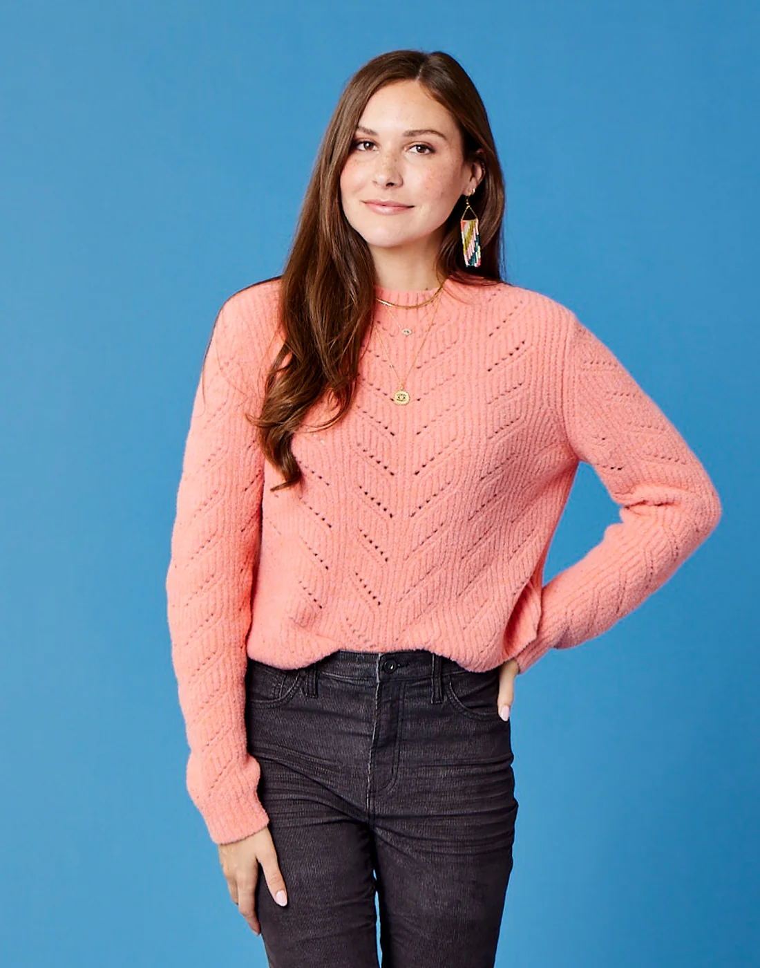 Monroe Sweater: Grapefruit Heather - FINAL SALE - Image 3
