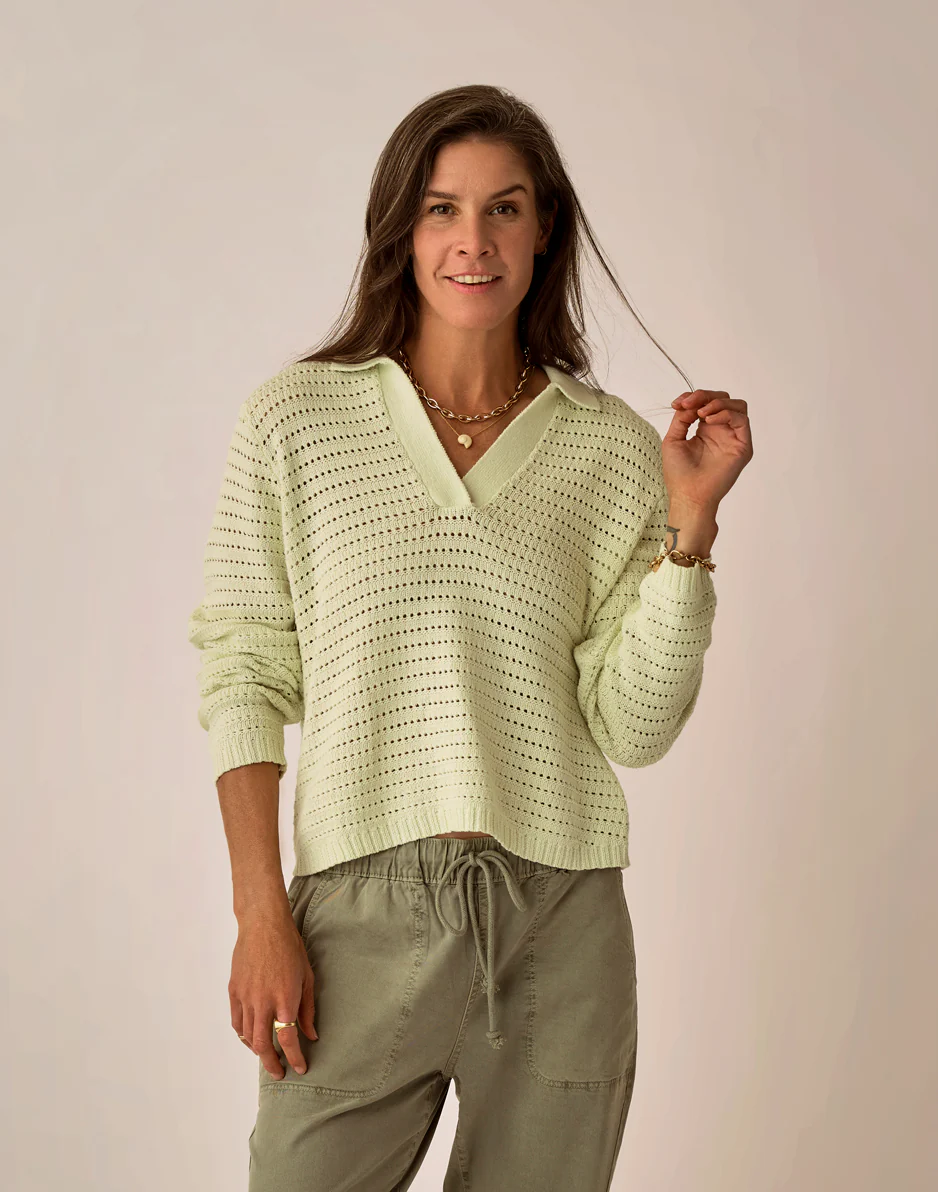 Morgan Polo Sweater: Honeydew - Image 2
