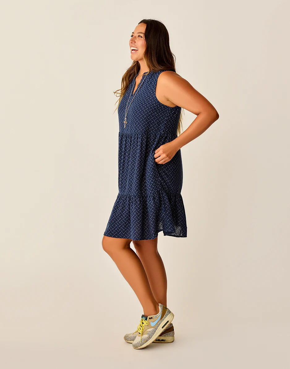 Nellie Linen Dress: Navy Disco - FINAL SALE - Image 4