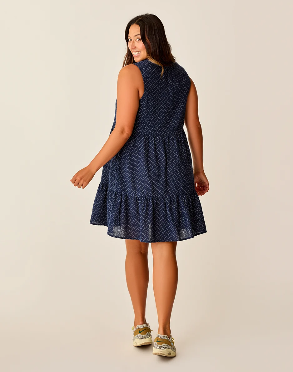 Nellie Linen Dress: Navy Disco - FINAL SALE - Image 5