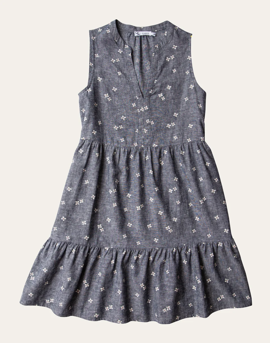 Nellie Linen Dress: Navy Floral - FINAL SALE - Image 4