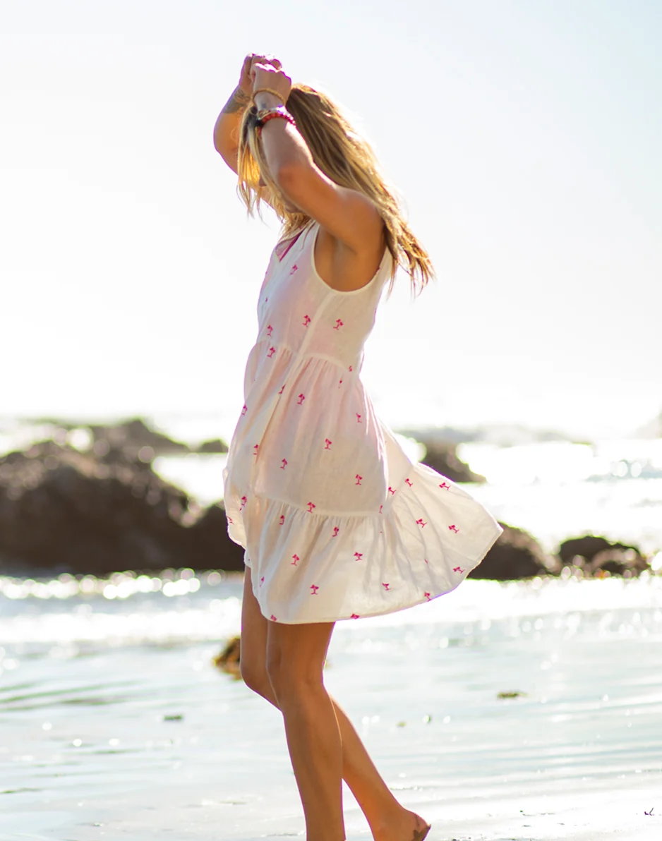Nellie Linen Dress: Palm Embroidered - FINAL SALE - Image 4