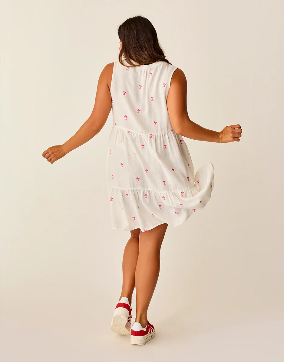 Nellie Linen Dress: Palm Embroidered - FINAL SALE - Image 6