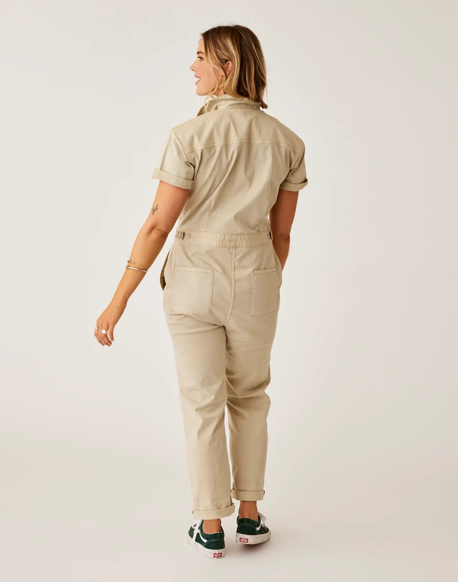 Nyla Twill Jumpsuit: Lt. Khaki Sunkissed - FINAL SALE - Image 5