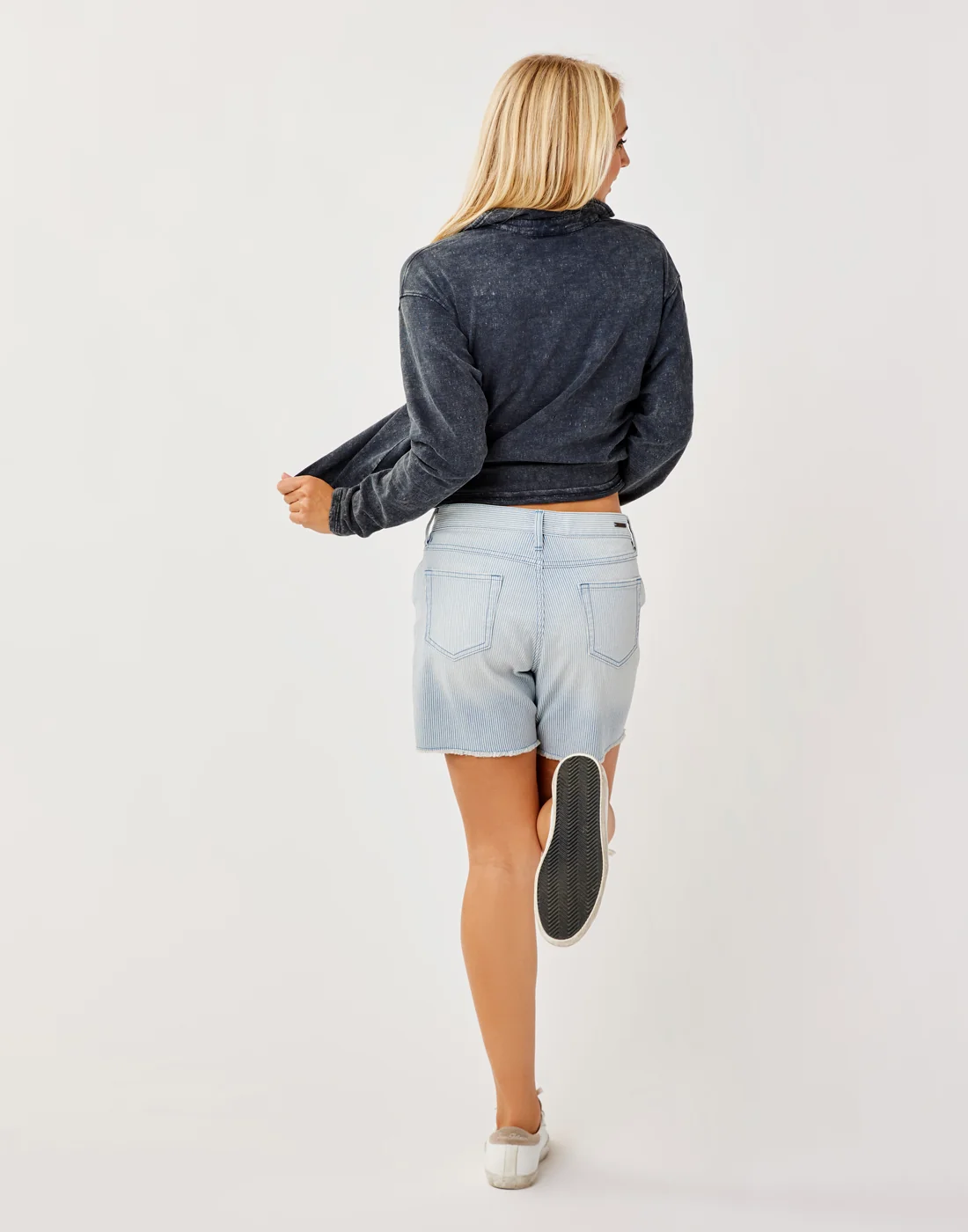 Oahu 6" Railroad Stripe Short: Indigo Stripe - FINAL SALE - Image 3