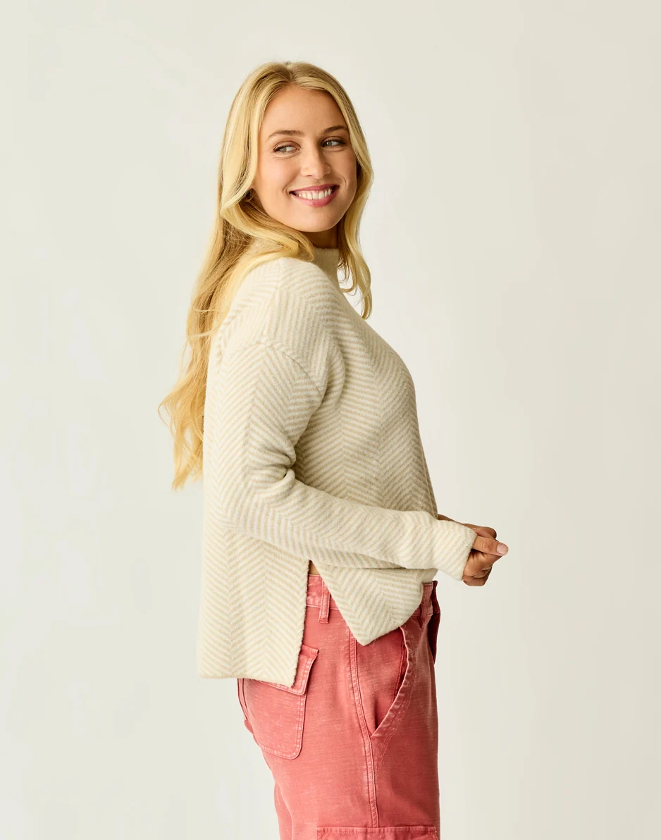 Olivia Plush Sweater: Cement Herringbone - Image 2