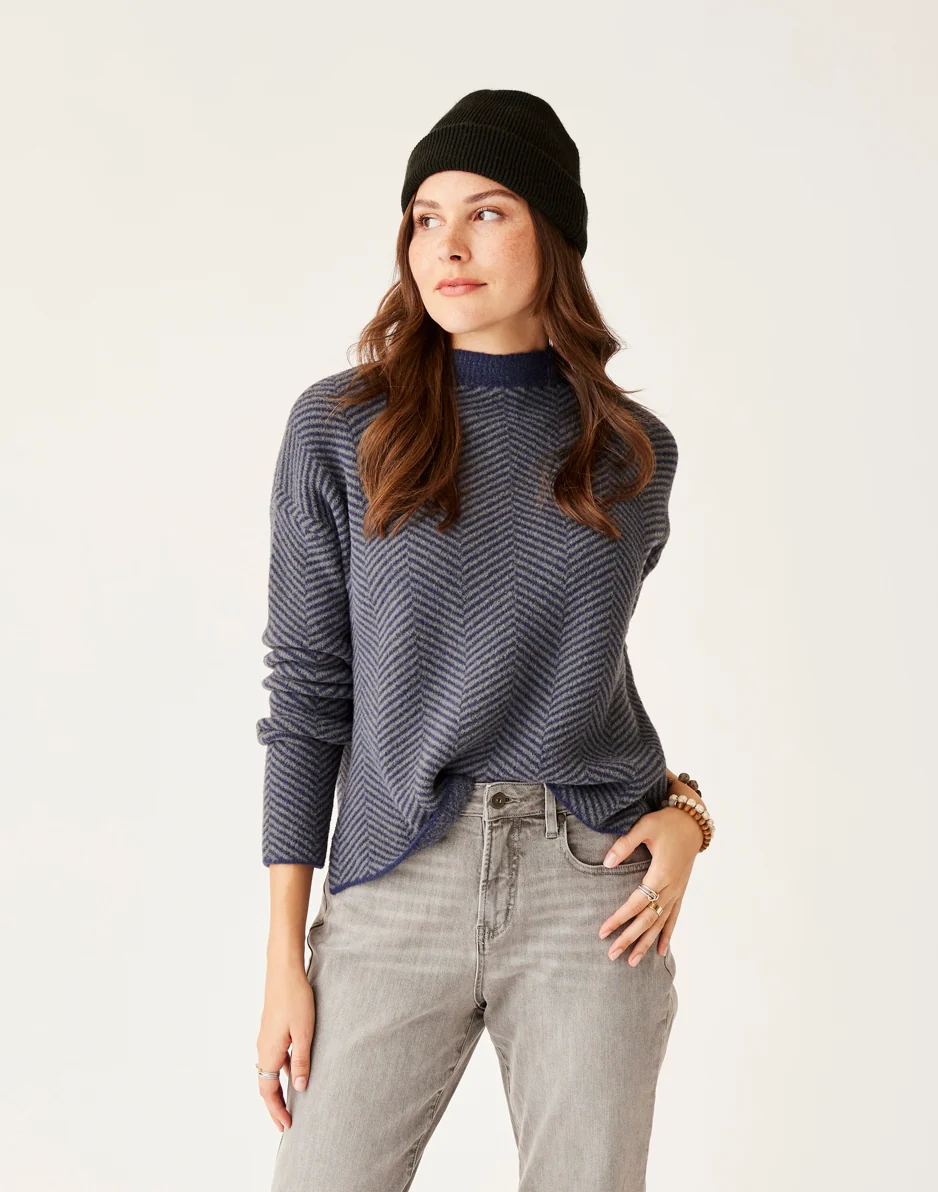 Olivia Plush Sweater: Navy Herringbone - FINAL SALE - Image 4