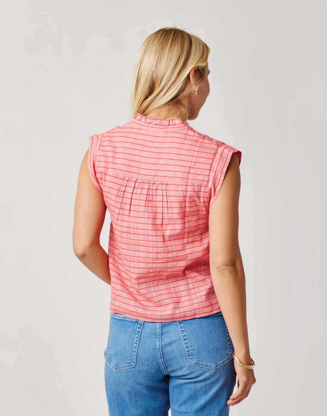 Reagan Top: Grapefruit Harris Stripe - FINAL SALE - Image 3
