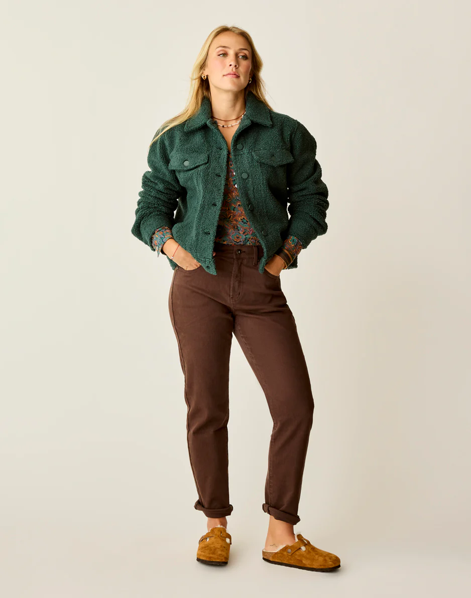 Rhea Boucle Trucker: Pine