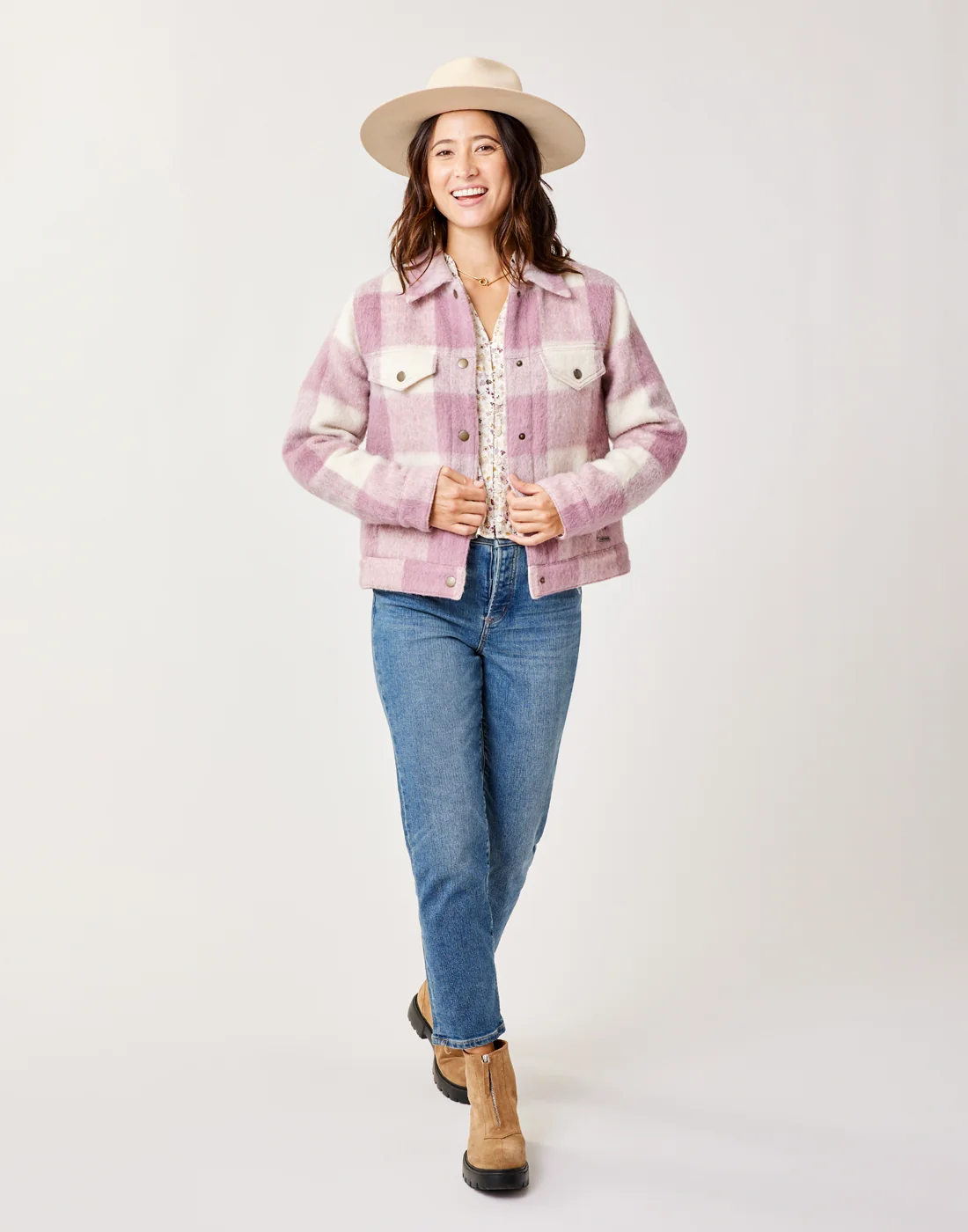 Rhea Wool Trucker: Orchid Plaid - FINAL SALE - Image 5