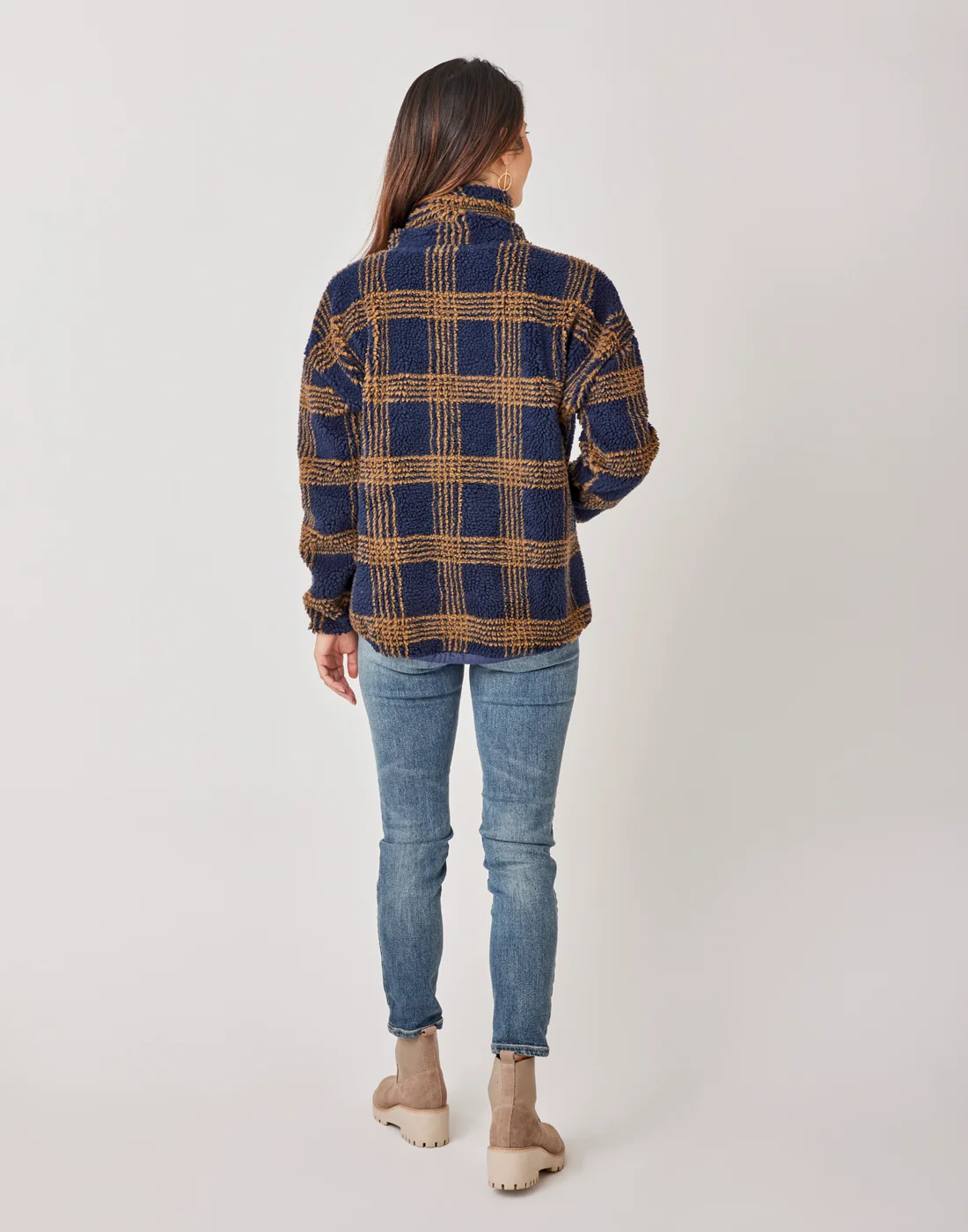 Roley Jacquard Cowl: Navy Plaid - FINAL SALE - Image 4