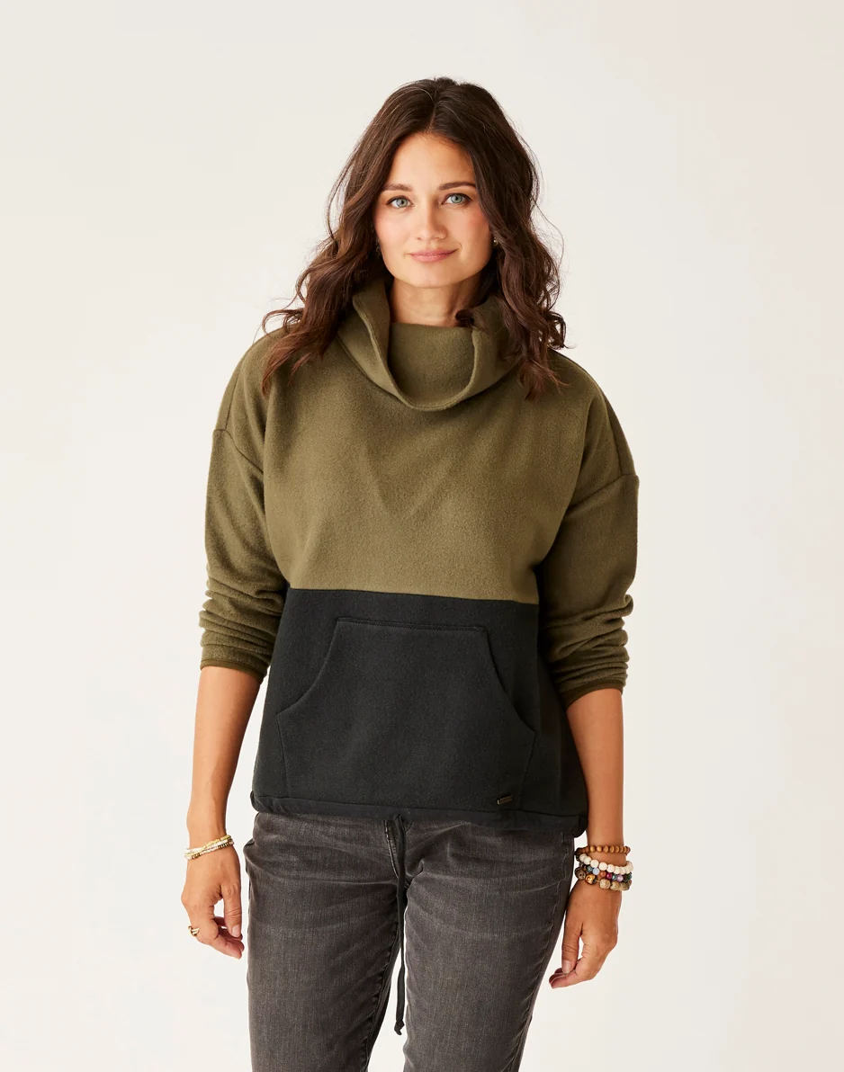 Rowayton Colorblock Cowl: Fir w. Black - FINAL SALE
