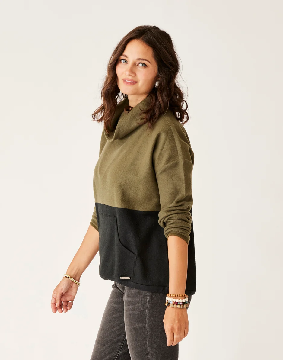 Rowayton Colorblock Cowl: Fir w. Black - FINAL SALE - Image 3