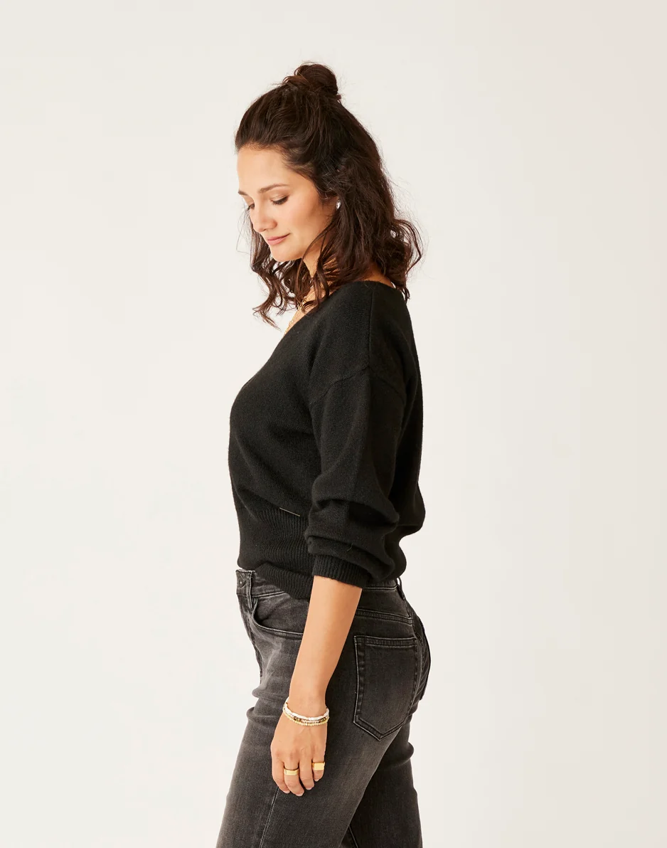 Ruth Reversible Fuzzy Sweater: Black - Image 2