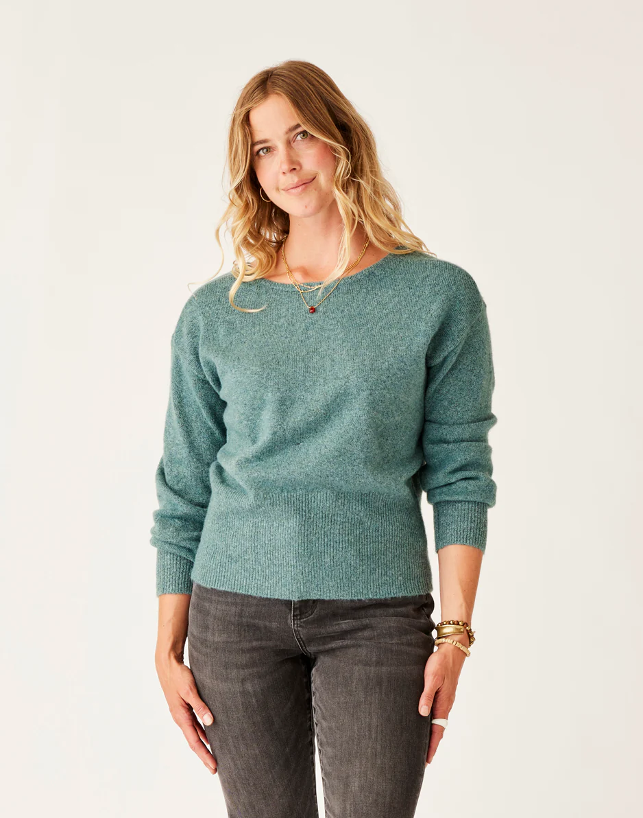 Ruth Reversible Fuzzy Sweater: Forest Heather - FINAL SALE