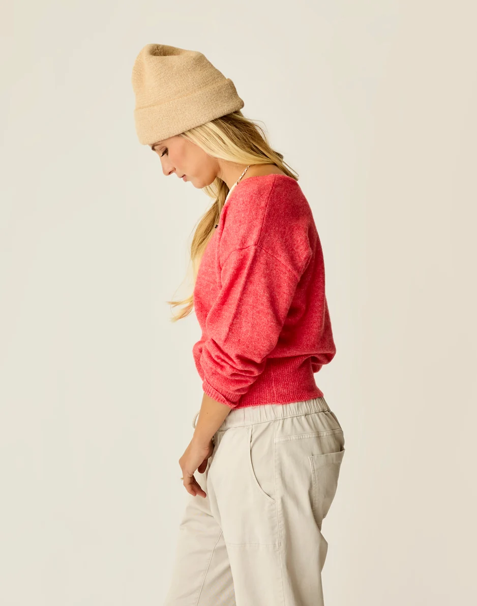 Ruth Reversible Fuzzy Sweater: Poinsettia - Image 3