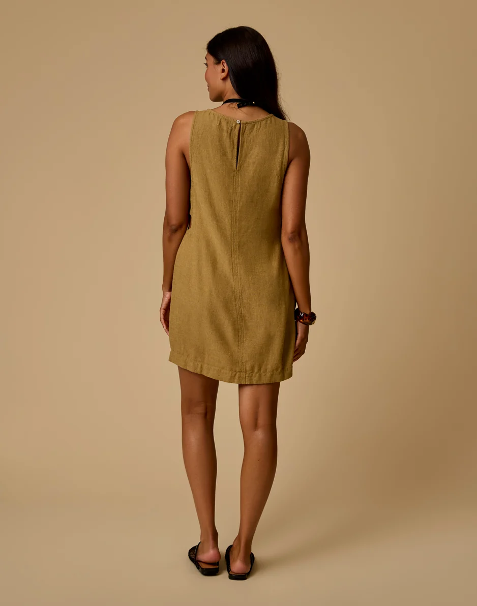 Scottie Linen Dress: Golden Chambray - Image 5