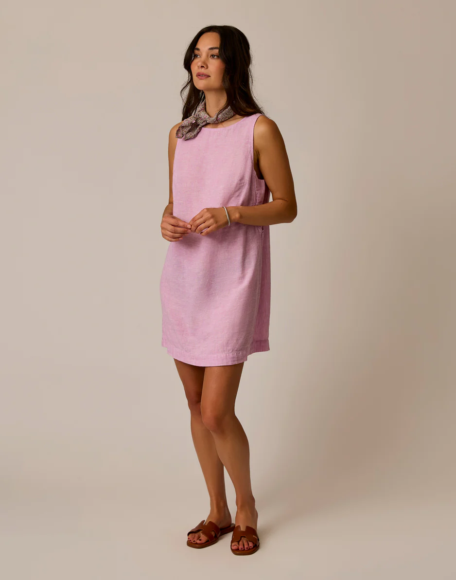 Scottie Linen Dress: Lt. Violet Chambray - Image 3