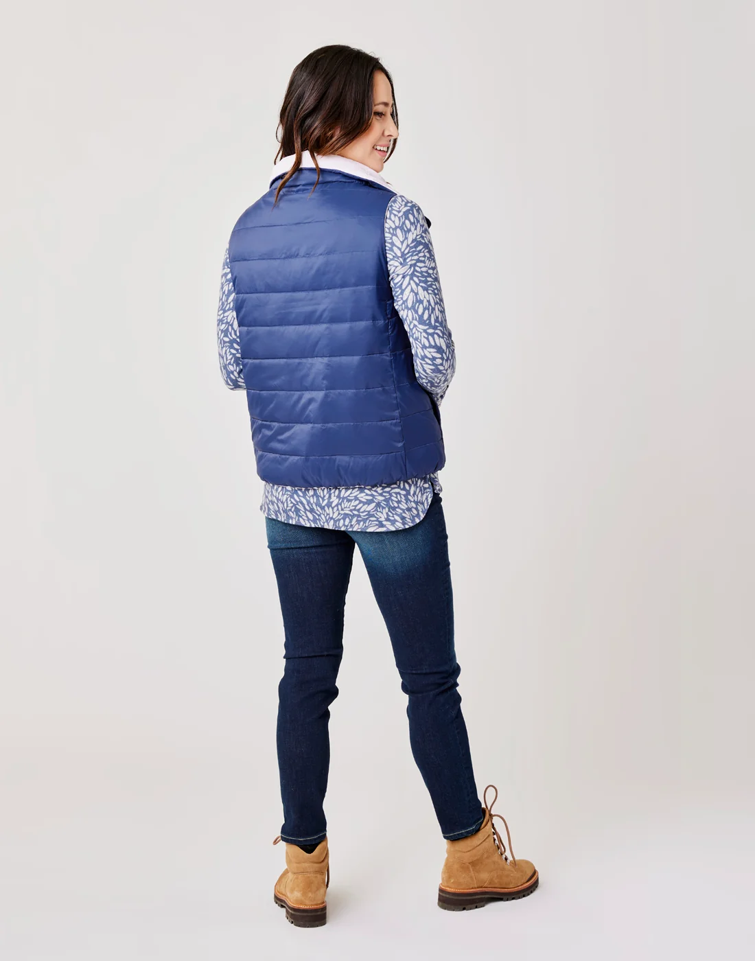 Silverton Reversible Down Vest: Navy/Lavender - FINAL SALE - Image 5