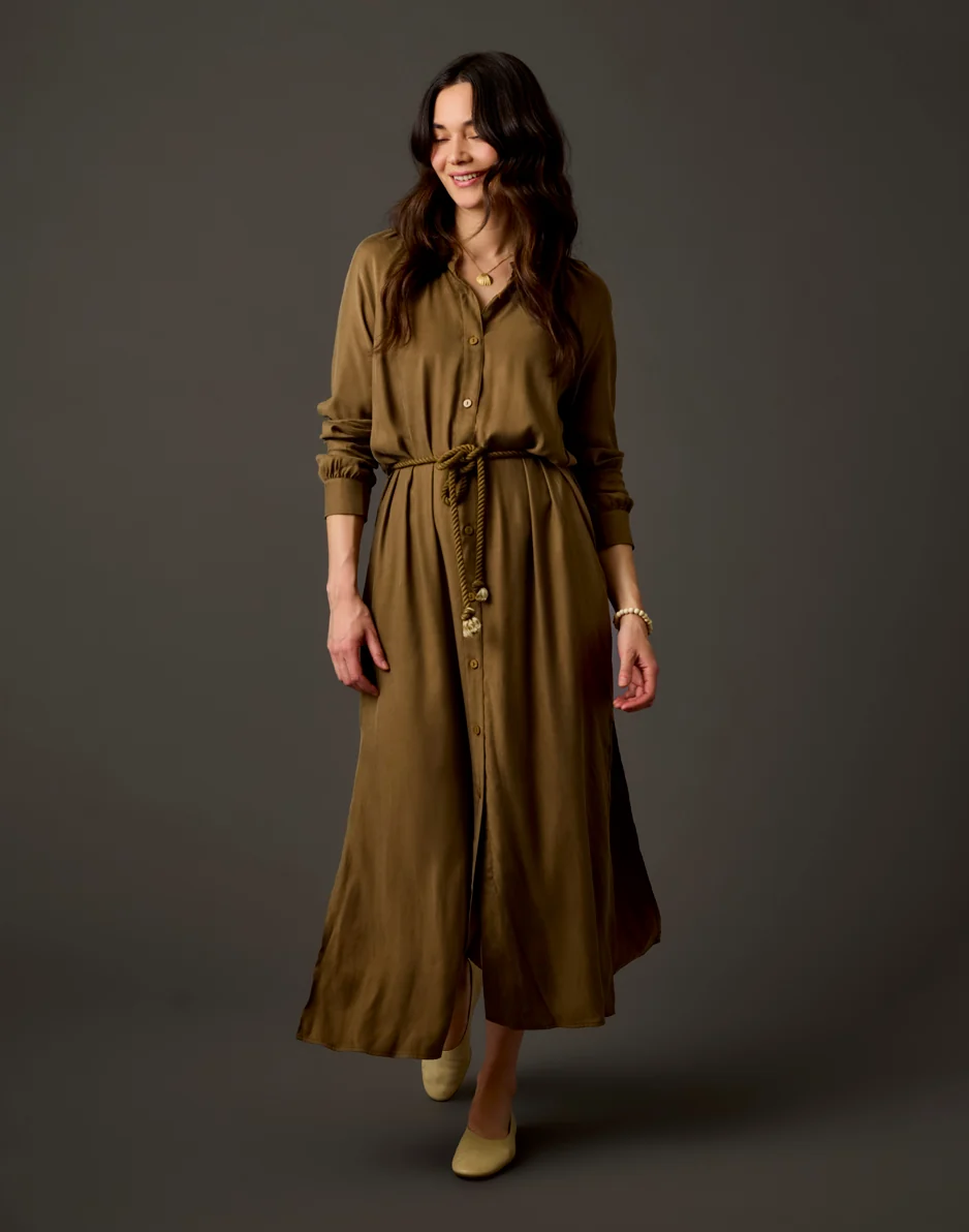 Solana Kindsilk Dress: Teak - Image 5