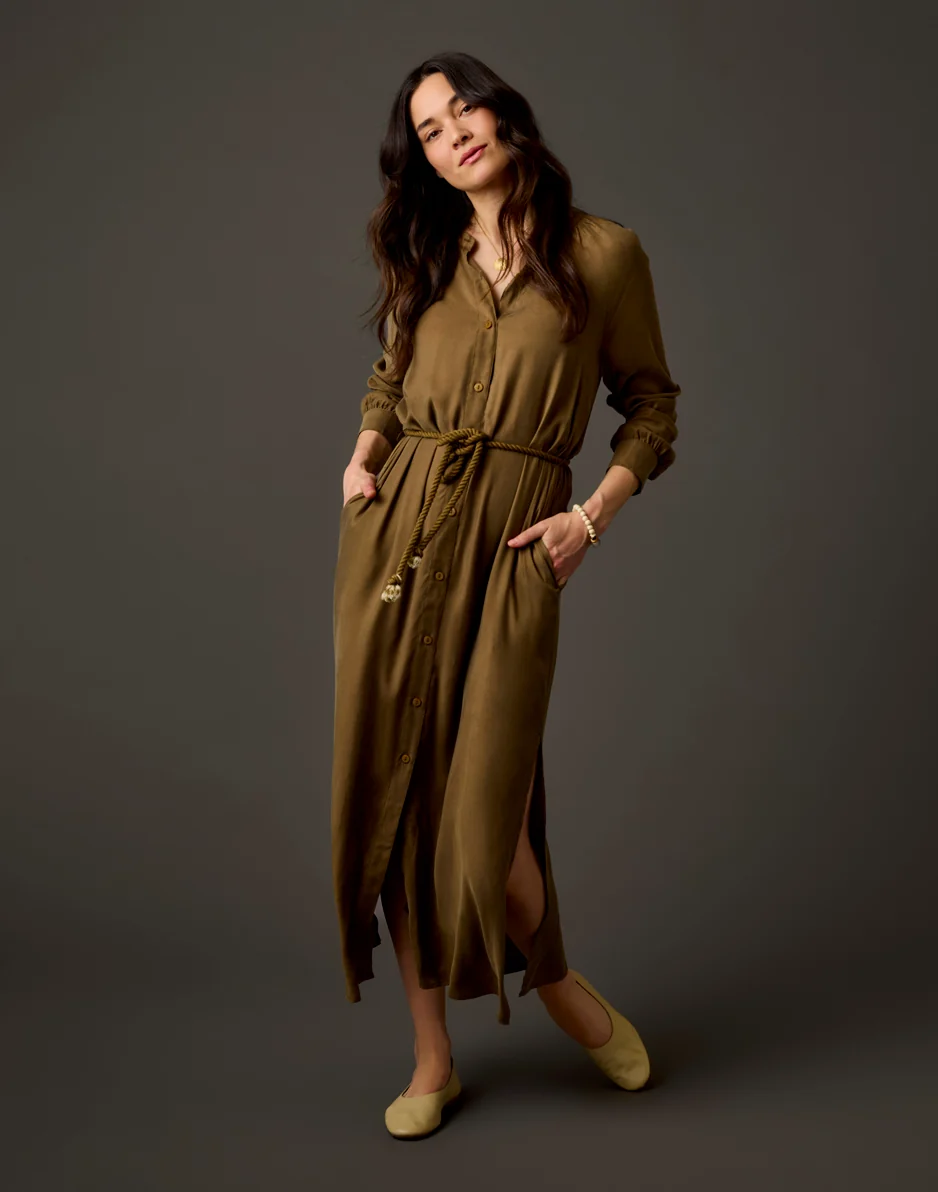 Solana Kindsilk Dress: Teak - Image 6