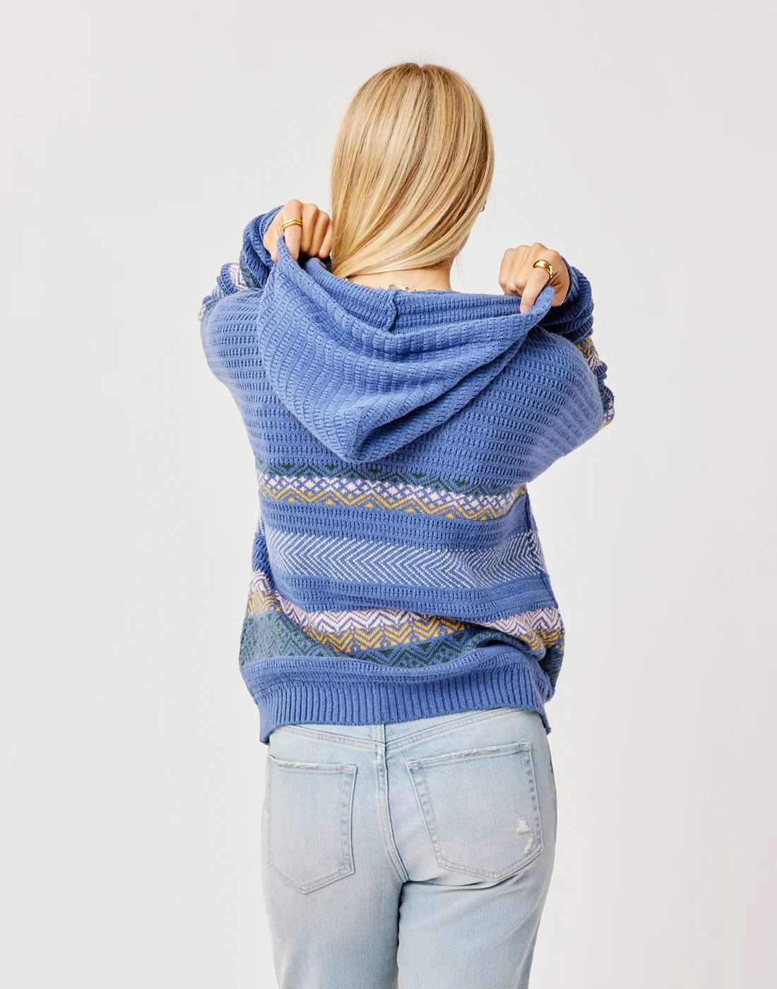 Stowe Hooded Fairisle Sweater : Coastal - Image 4