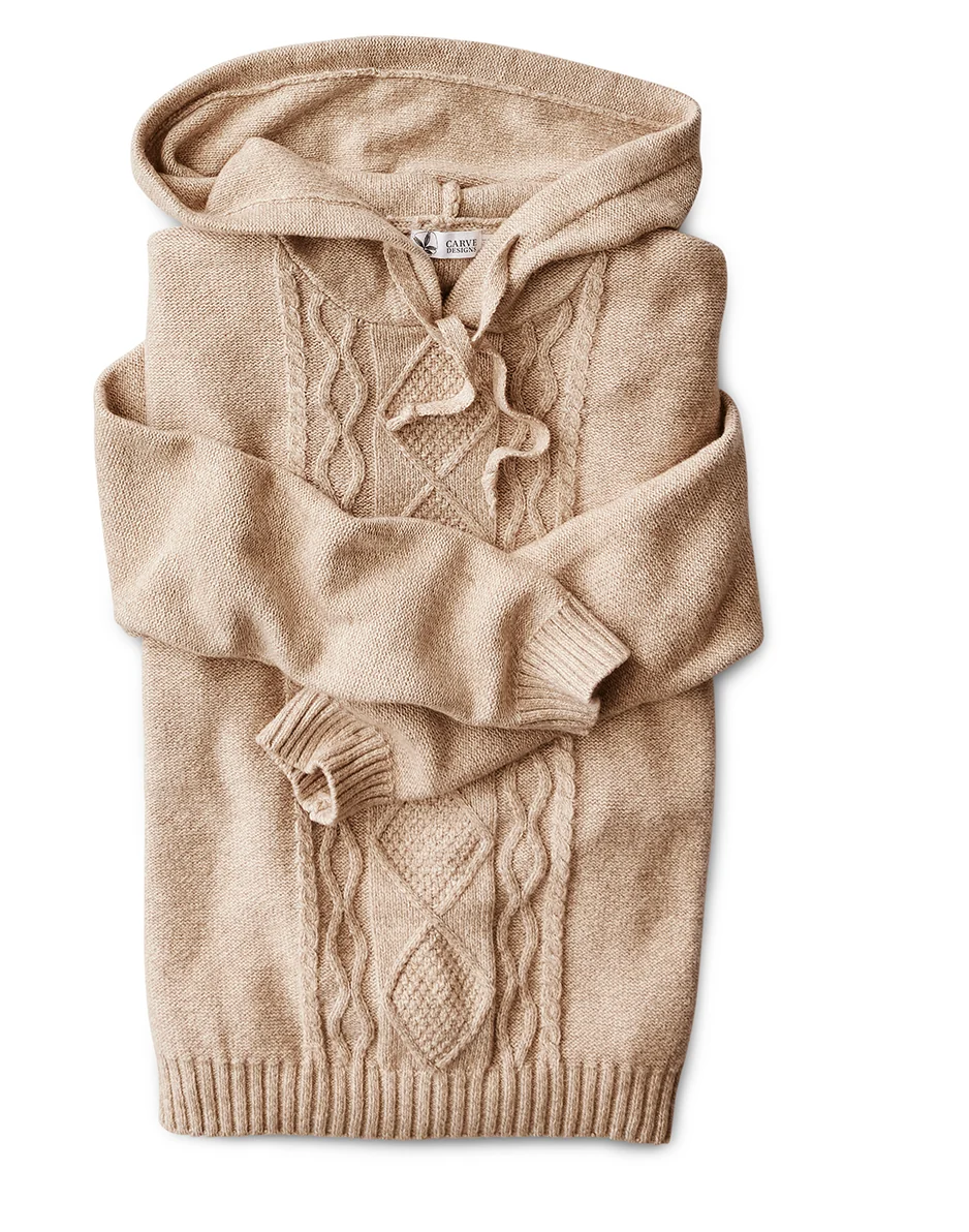 Stowe Hooded Sweater: Lt. Khaki Heather - Image 4