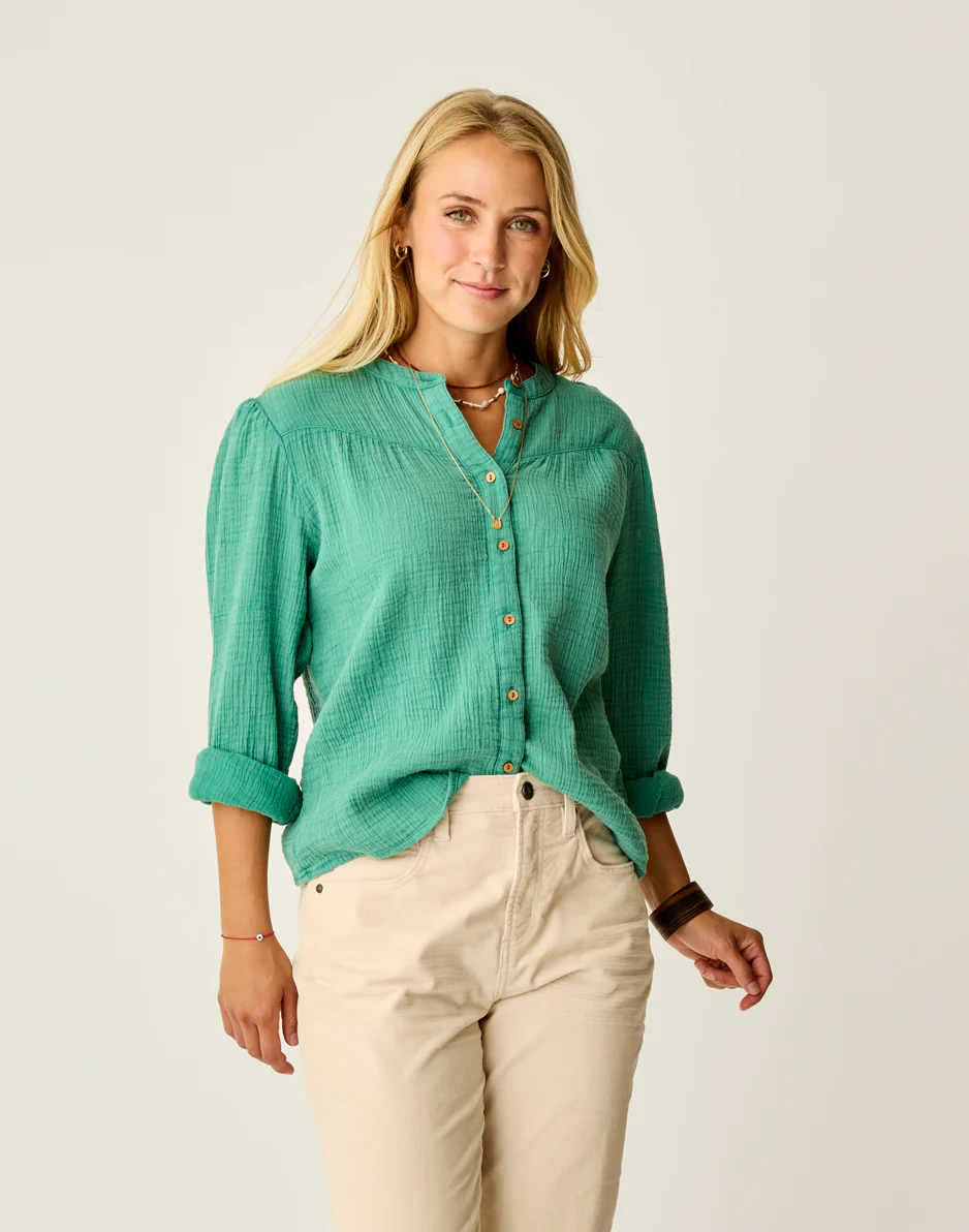 Tatum Double Gauze Shirt: Jade - FINAL SALE