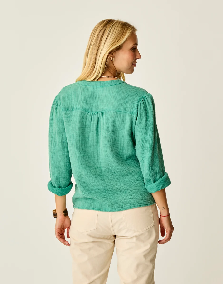 Tatum Double Gauze Shirt: Jade - FINAL SALE - Image 3
