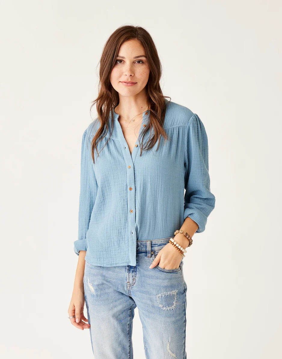 Tatum Double Gauze Shirt: Storm - FINAL SALE