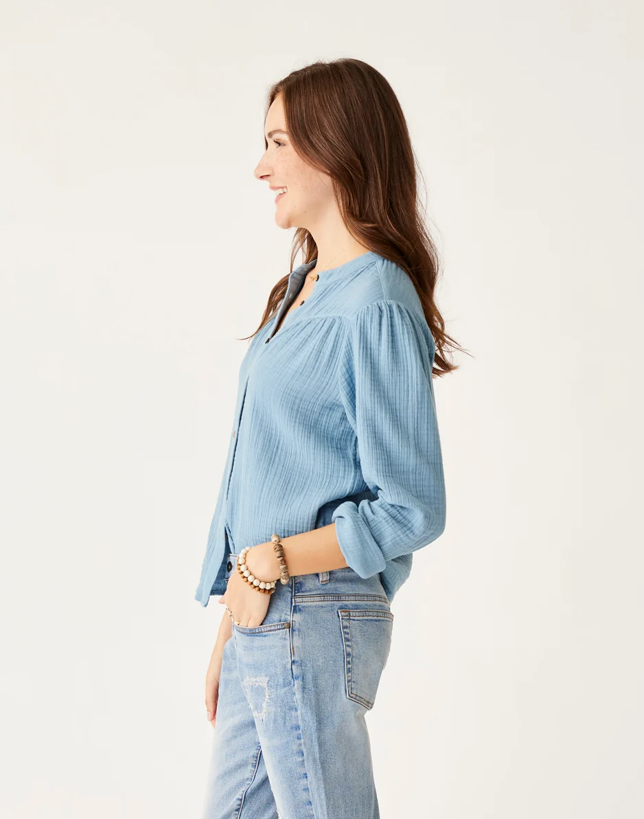 Tatum Double Gauze Shirt: Storm - FINAL SALE - Image 2