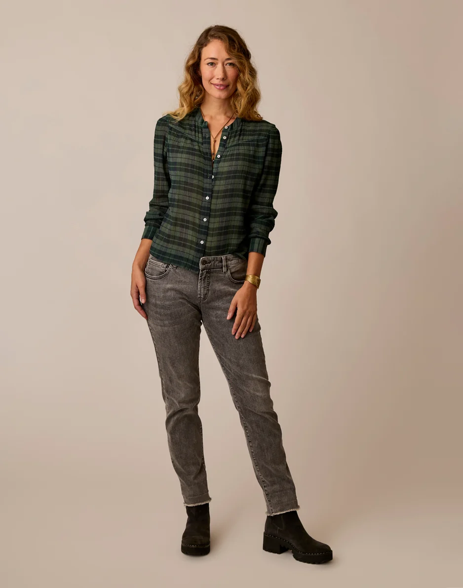 Tatum Gauze Top: Laurel Plaid - Image 3