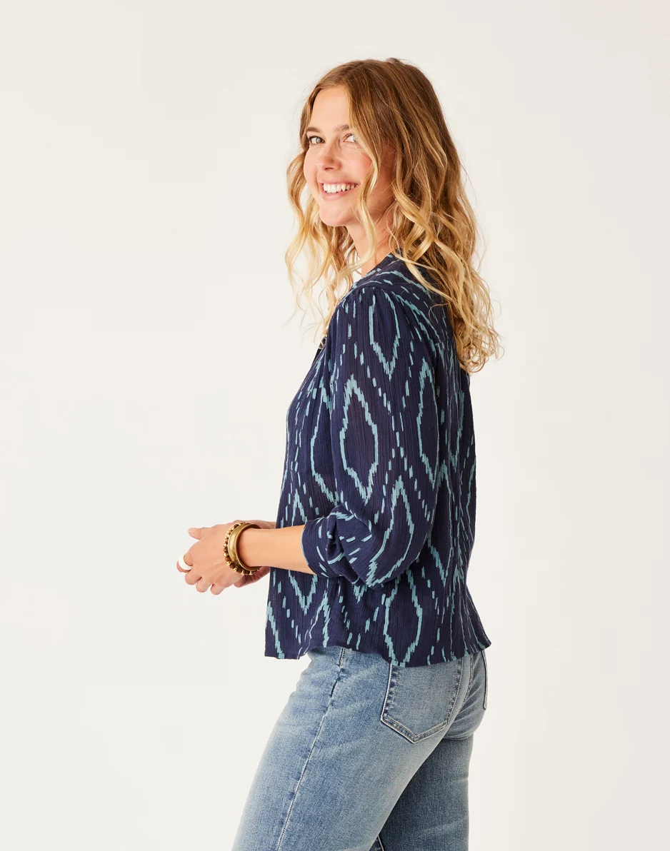 Tatum Gauze Top: Navy Diamond - FINAL SALE - Image 2
