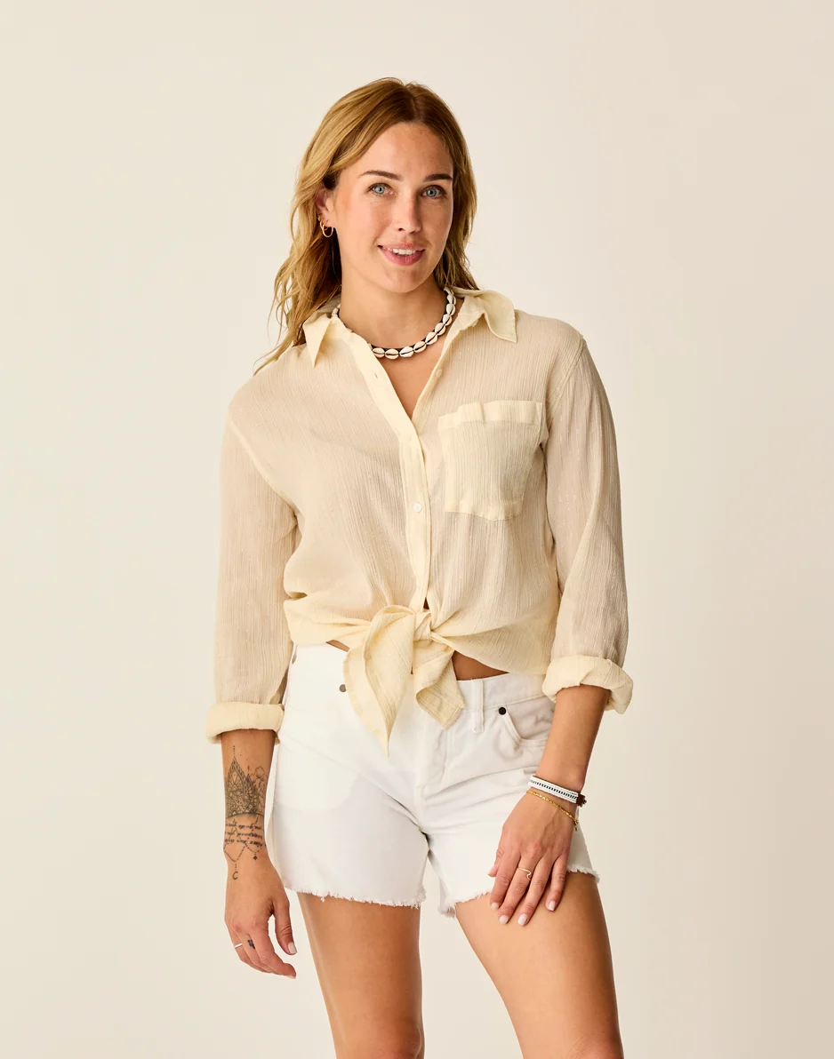 Taylor Gauze Tunic: Birch Lurex - FINAL SALE - Image 4