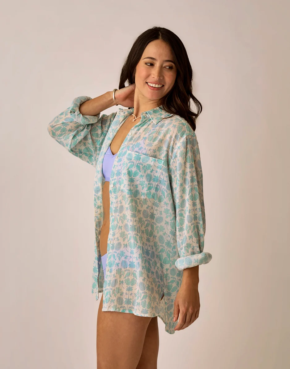 Taylor Gauze Tunic: Cloud Maitai - Image 5