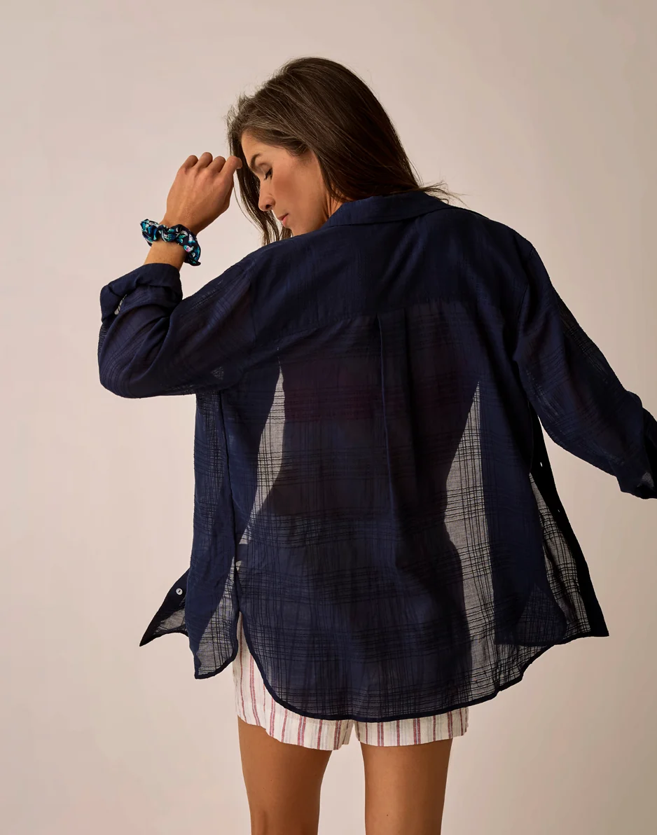 Taylor Textured Tunic: Navy - Image 5