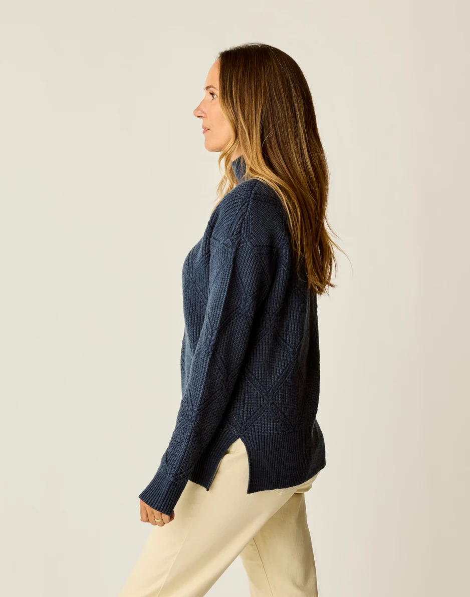 Woodward Allover Sweater: Navy Heather - Image 3
