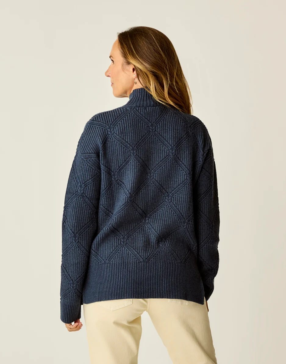 Woodward Allover Sweater: Navy Heather - Image 4