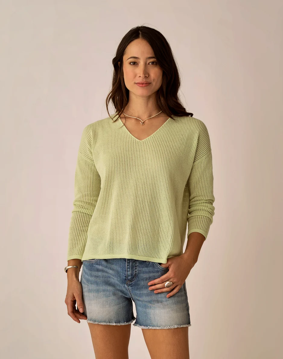 Zella Mesh Pullover: Honeydew - Image 2