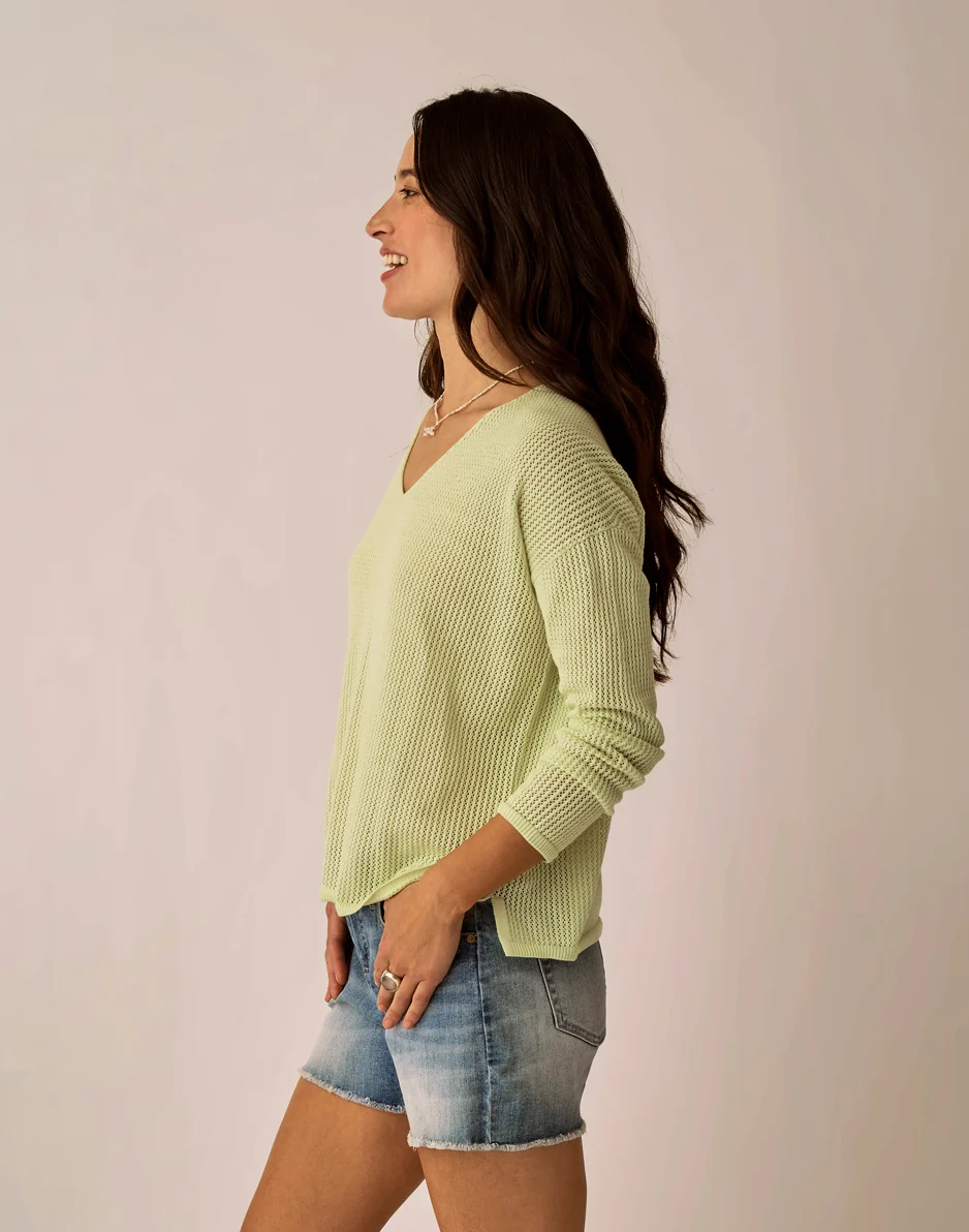 Zella Mesh Pullover: Honeydew - Image 3